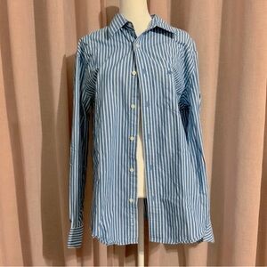 Aeropostale A87 Medium Men's Blue Striped Button Up Long Sleeve Shirt